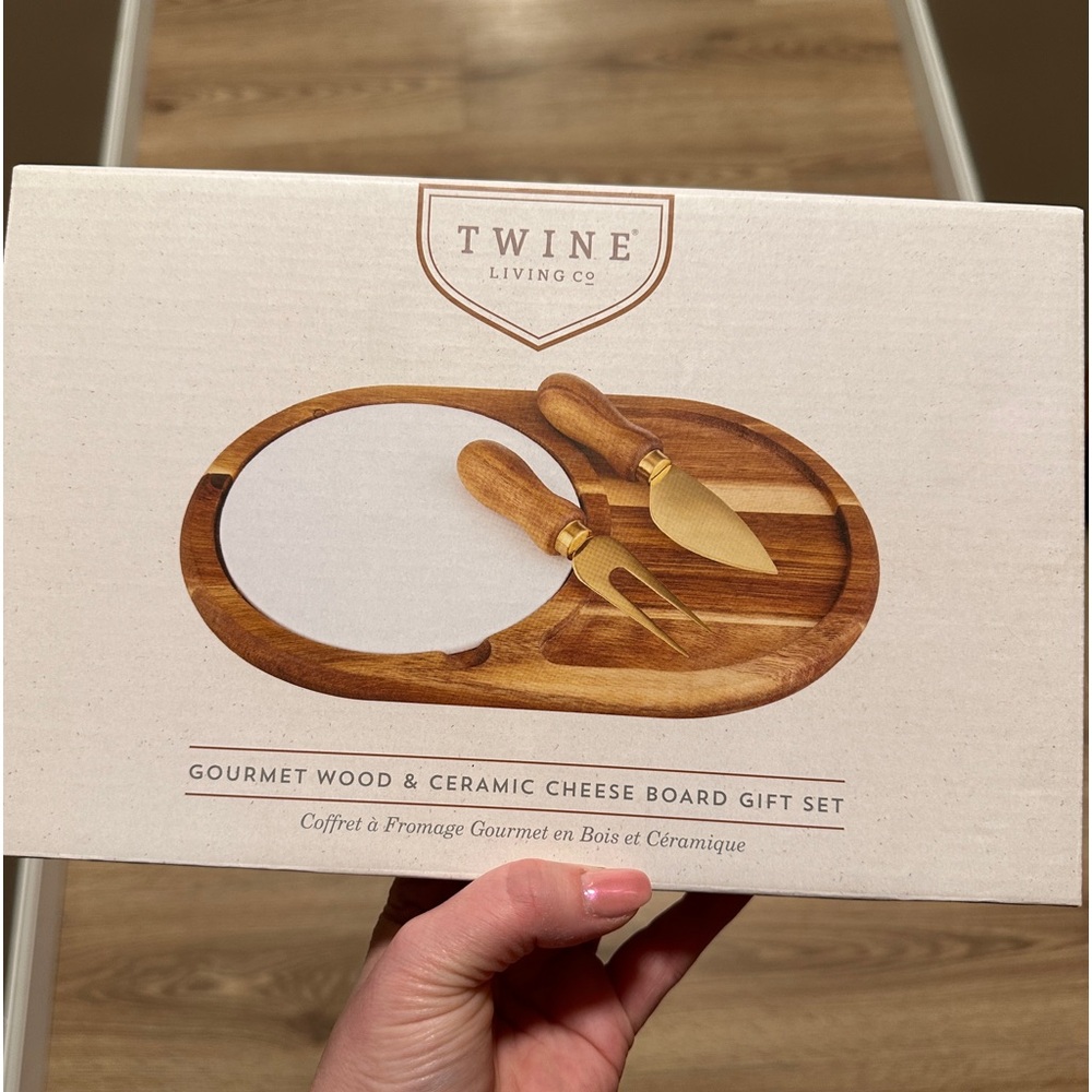 Twine living Co wood and ceramic cheese board set